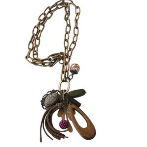 Plunder Elegant Gold and Brown Pendant Necklace